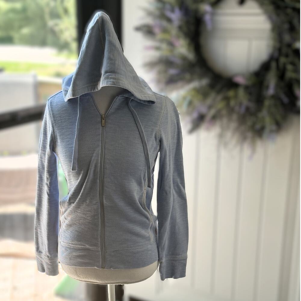 Tommy Bahama Periwinkle Blue Slub Knit Full Zip Hoodie Sweater